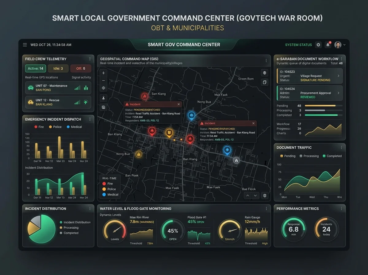 OBT Gov-Connect — แพลตฟอร์มศูนย์กลางสั่งการและบริหาร อบต./เทศบาล อัจฉริยะ